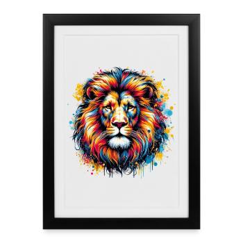 Lion - Framed poster (27 × 37 cm) - black - Front