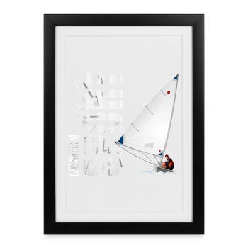 Eins mit dem Sport - Segeln - Gerahmtes Poster (27 × 37 cm) - Schwarz - Vorne