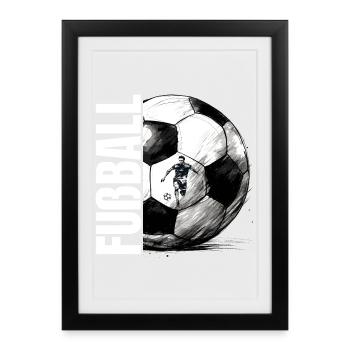 Fußball - Gerahmtes Poster (27 × 37 cm) - Schwarz - Vorne