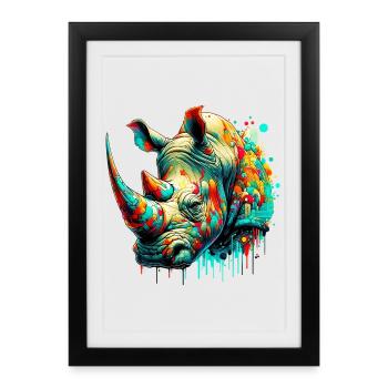 Rhinocéros - Affiche encadrée (27 × 37 cm) - noir - Devant