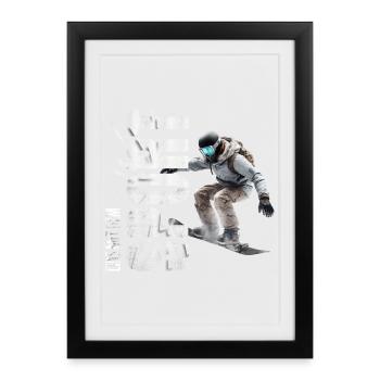 Eins mit dem Sport - Snowboard - Gerahmtes Poster (27 × 37 cm) - Schwarz - Vorne