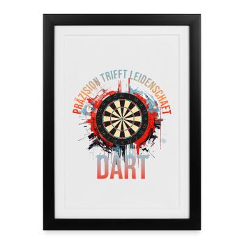 Präzision trifft Leidenschaft - Dart - Gerahmtes Poster (27 × 37 cm) - Schwarz - Vorne