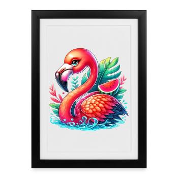 Flamingo - Framed poster (27 × 37 cm) - black - Front