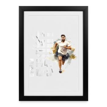 Eins mit dem Sport - Laufen - Gerahmtes Poster (27 × 37 cm) - Schwarz - Vorne