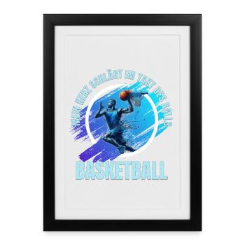 Basketball: Mein Herz schlägt im Takt des Balls - Gerahmtes Poster (27 × 37 cm) - Schwarz - Vorne