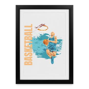 Basketball - Gerahmtes Poster (27 × 37 cm) - Schwarz - Vorne