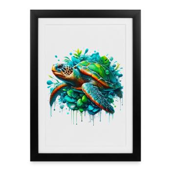 Tortue - Affiche encadrée (27 × 37 cm) - noir - Devant