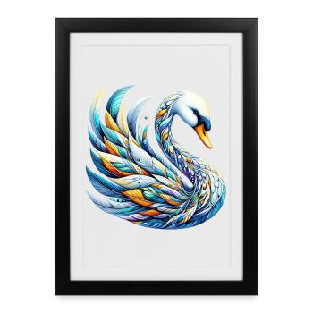 Cygne - Affiche encadrée (27 × 37 cm) - noir - Devant