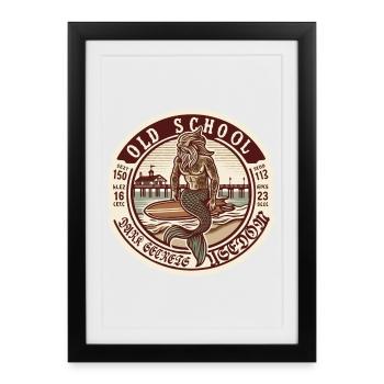 surfer Usedom T-Shirt – Ostsee Streetwear Design - Framed poster (27 × 37 cm) - black - Front