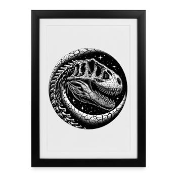 Black and white dinosaur skeleton for dinosaur fans - Framed poster (27 × 37 cm) - black - Front