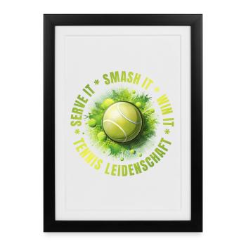 Serve it - Smash it - win it - Gerahmtes Poster (27 × 37 cm) - Schwarz - Vorne