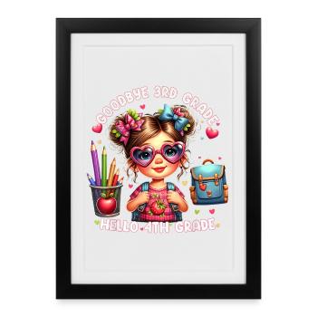 Goodbye 3rd Grade Hello 4th - Framed poster (27 × 37 cm) - black - Front