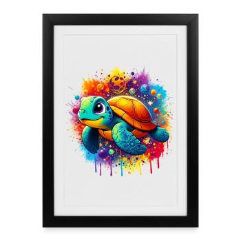 Tortue - Affiche encadrée (27 × 37 cm) - noir - Devant