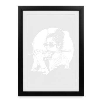 Drawing flutist - Framed poster (27 × 37 cm) - black - Front