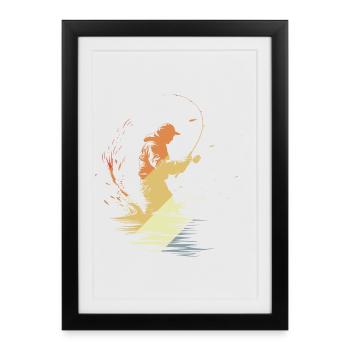 Graphique de pêcheur vintage - Affiche encadrée (27 × 37 cm) - noir - Devant