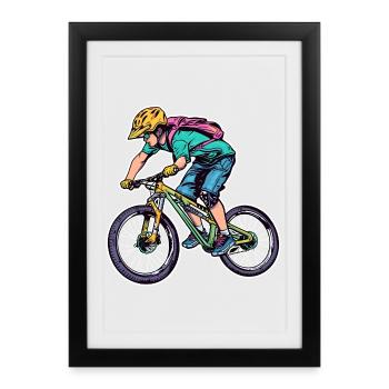 Lustiger Mountainbike Liebhaber - Gerahmtes Poster (27 × 37 cm) - Schwarz - Vorne