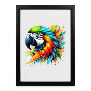 Perroquet - Affiche encadrée (27 × 37 cm) - noir - Devant