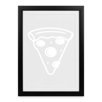 Dessin au trait de la tranche de pizza - Affiche encadrée (27 × 37 cm) - noir - Devant