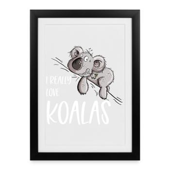 J’aime vraiment Koalas Koala Bear - Affiche encadrée (27 × 37 cm) - noir - Devant
