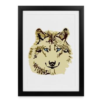 Yeux bleus brun loup - Affiche encadrée (27 × 37 cm) - noir - Devant