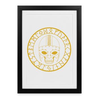 Tête de mort viking (or) - Affiche encadrée (27 × 37 cm) - noir - Devant