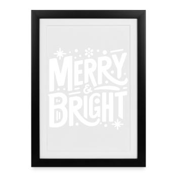 Merry & Bright Hand Lettering - Framed poster (27 × 37 cm) - black - Front