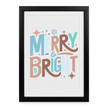 Merry & Bright Festive Typography - Framed poster (27 × 37 cm) - black - Front