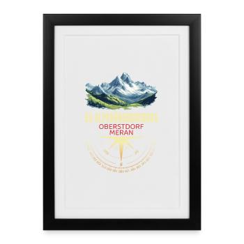 E5 Alpenüberquerung - Gerahmtes Poster (27 × 37 cm) - Schwarz - Vorne