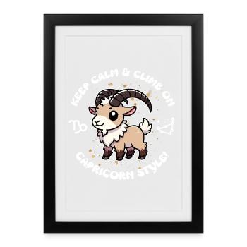 Keep calm and keep climbing – Capricorn Style - Framed poster (27 × 37 cm) - black - Front