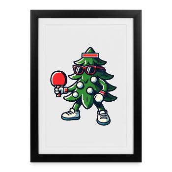 Tennis de table Arbre de Noël Costume Arbre de Noël - Affiche encadrée (27 × 37 cm) - noir - Devant