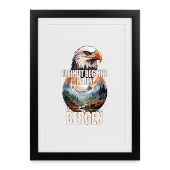 Freiheit beginnt in den Bergen - Gerahmtes Poster (27 × 37 cm) - Schwarz - Vorne