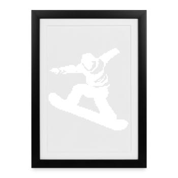 Snowboarder Pixel Graphic - Framed poster (27 × 37 cm) - black - Front