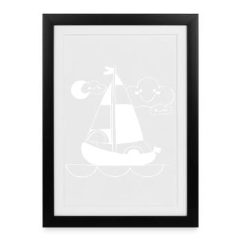 Cartoon Sailing - Framed poster (27 × 37 cm) - black - Front