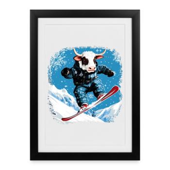 Snowboard cows - Framed poster (27 × 37 cm) - black - Front