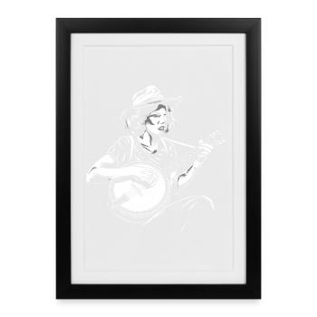 Banjo Player Sketch - Framed poster (27 × 37 cm) - black - Front