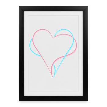 Hearts intertwined blue pink - Framed poster (27 × 37 cm) - black - Front