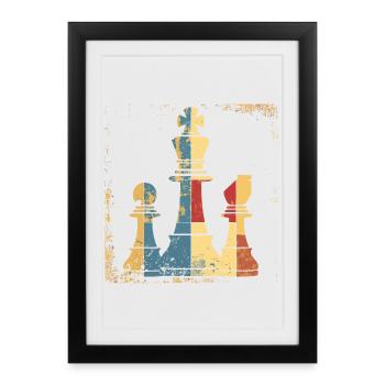 Chess Queen and King Graphic - Framed poster (27 × 37 cm) - black - Front