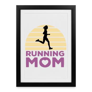 Running mom - Affiche encadrée (27 × 37 cm) - noir - Devant