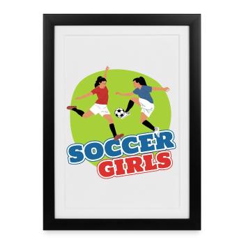 Filles de football - Affiche encadrée (27 × 37 cm) - noir - Devant