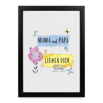 Maman et papa t’aiment - Affiche encadrée (27 × 37 cm) - noir - Devant
