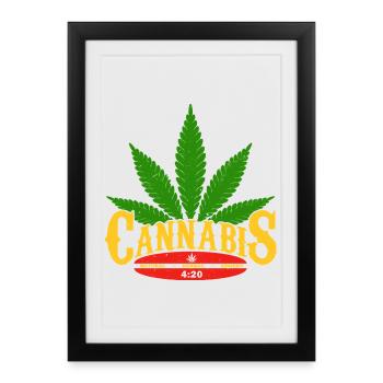 Cannabis Logo with Leaf and 420 Detail - Framed poster (27 × 37 cm) - black - Front