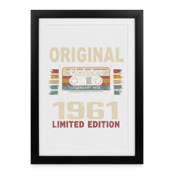 Né en Octobre 1961 | Cadeau Vintage Octobre 1961 - Affiche encadrée (27 × 37 cm) - noir - Devant