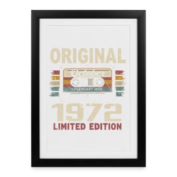 Né en Octobre 1972 | Cadeau Vintage Octobre 1972 - Affiche encadrée (27 × 37 cm) - noir - Devant