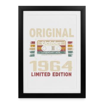 Né en Octobre 1964 | Cadeau Vintage Octobre 1964 - Affiche encadrée (27 × 37 cm) - noir - Devant
