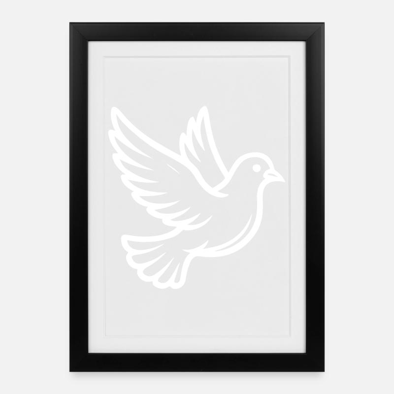 Colombe de la Paix Colombe - Affiche encadrée (27 × 37 cm) - noir
