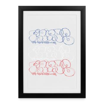 Impression de collage d'art graffiti (style bulle parisienne) - Affiche encadrée (27 × 37 cm) - noir - Devant