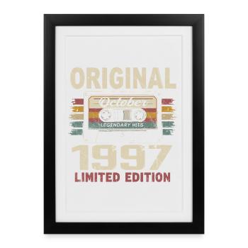 Né en Octobre 1997 | Cadeau Vintage Octobre 1997 - Affiche encadrée (27 × 37 cm) - noir - Devant