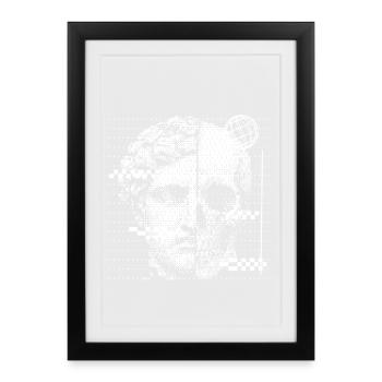 Digital Skull Portrait with Globe Accent - Framed poster (27 × 37 cm) - black - Front