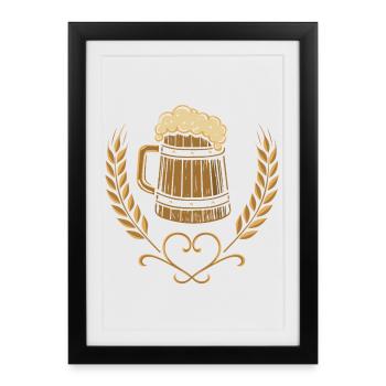 Chope à bière traditionnelle - fête folklorique et brasserie en plein air - Affiche encadrée (27 × 37 cm) - noir - Devant