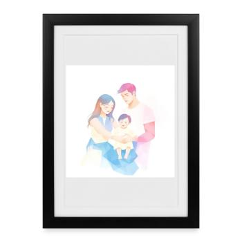 Cute and modern family illustration - Framed poster (27 × 37 cm) - black - Front
